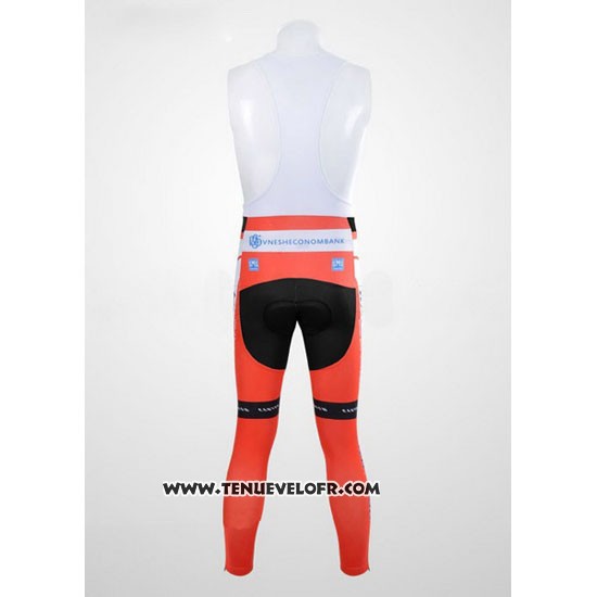 2012 Maillot Ciclismo Katusha Blanc et Orange Manches Longues et Cuissard